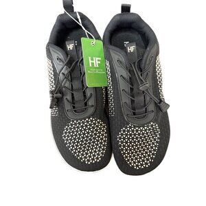 HF Hike Footwear Black & White Walking Shoes With Mesh Details Lightweight Breat